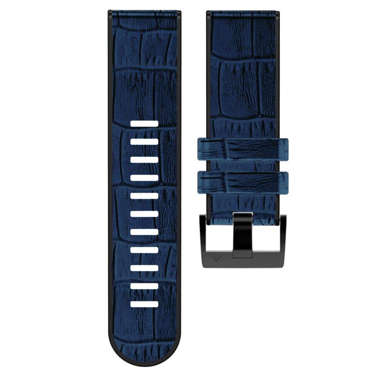 For Garmin QuickFit 26mm Kalebol Crocodile Texture Silicone Leather Watch Band(Dark Blue) - free shipping - PMc TechLife - Order now!