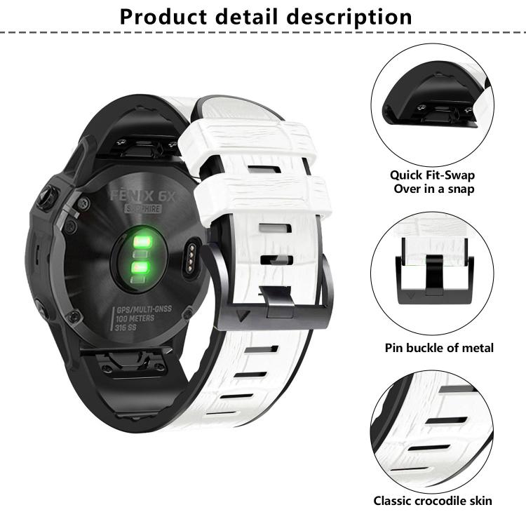 For Garmin QuickFit 22mm Kalebol Crocodile Texture Silicone Leather Watch Band(Brown) - free shipping - PMc TechLife - Order now!