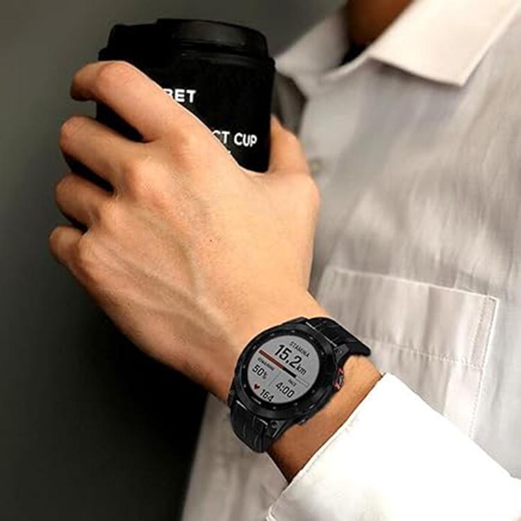 For Garmin QuickFit 26mm Kalebol Crocodile Texture Silicone Leather Watch Band(Black) - free shipping - PMc TechLife - Order now!