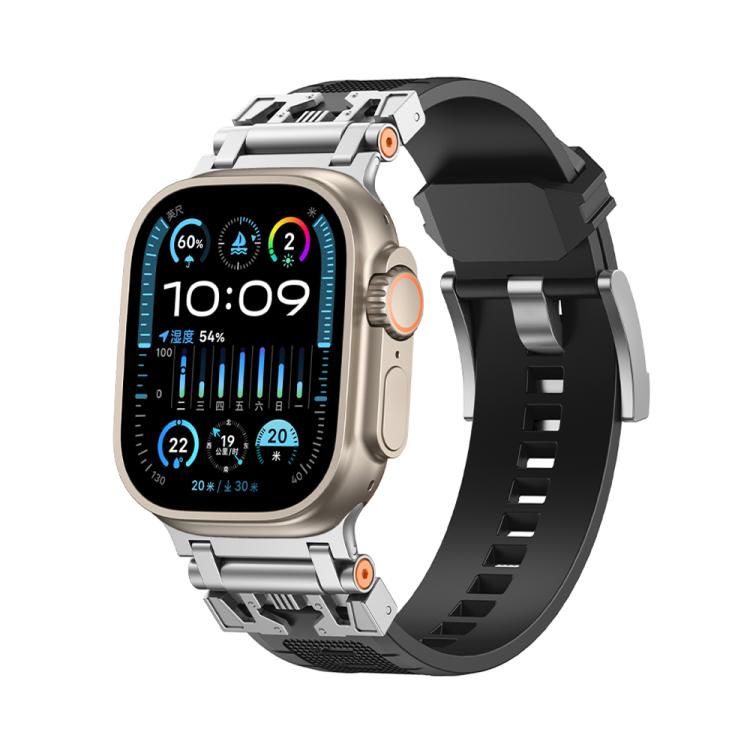 For Apple Watch 46mm / 49mm / 45mm / 44mm Kalebol Armor TPU Watch Band(Silver Black) - free shipping - PMc TechLife - Order now!