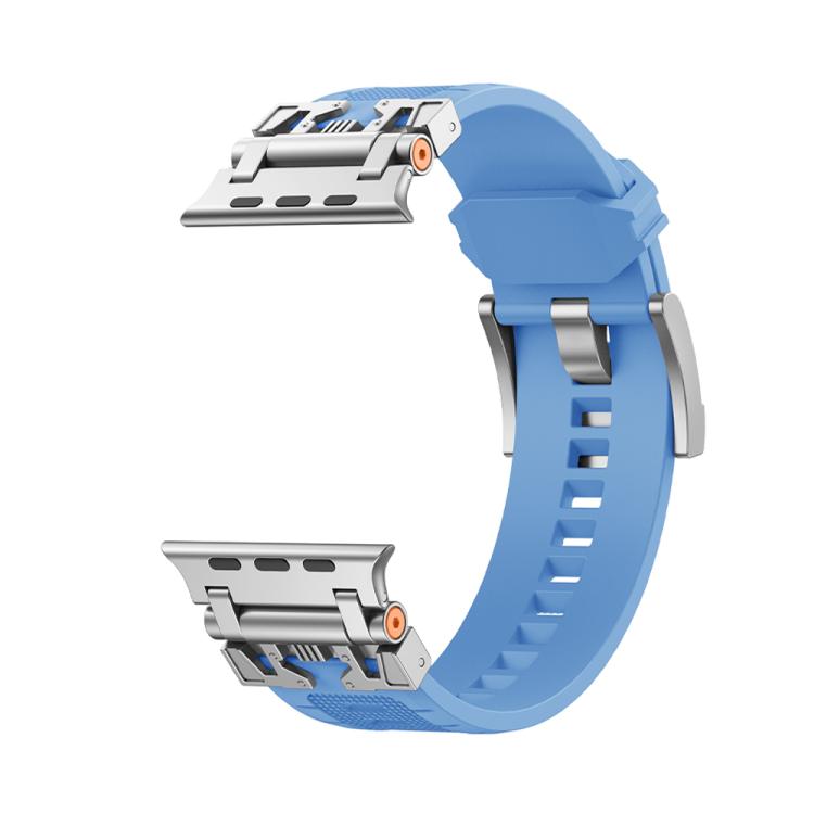 For Apple Watch 46mm / 49mm / 45mm / 44mm Kalebol Armor TPU Watch Band(Silver Light Blue) - free shipping - PMc TechLife - Order now!