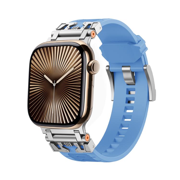 For Apple Watch 42mm / 41mm / 40mm / 38mm Kalebol Armor TPU Watch Band(Silver Light Blue) - free shipping - PMc TechLife - Order now!