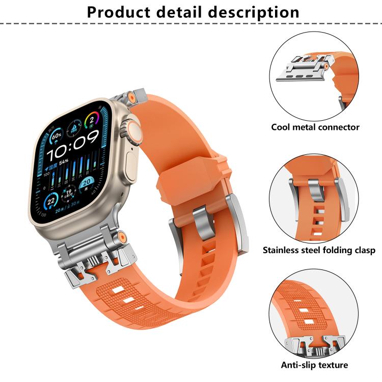 For Apple Watch 46mm / 49mm / 45mm / 44mm Kalebol Armor TPU Watch Band(Black Orange) - Watch Bands by Kalebol | Online Shopping South Africa | PMc TechLife | Buy Now Pay Later Mobicred