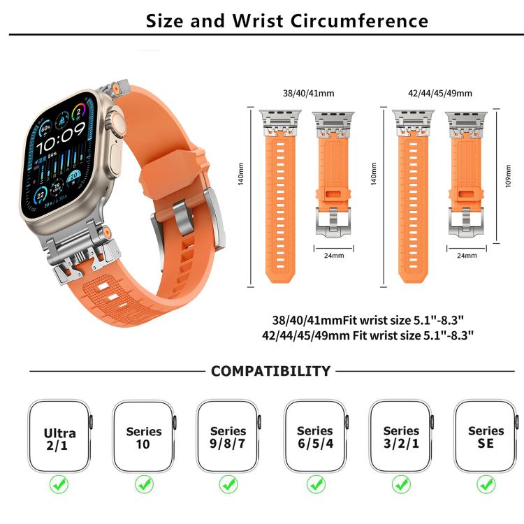 For Apple Watch 46mm / 49mm / 45mm / 44mm Kalebol Armor TPU Watch Band(Black Orange) - Watch Bands by Kalebol | Online Shopping South Africa | PMc TechLife | Buy Now Pay Later Mobicred