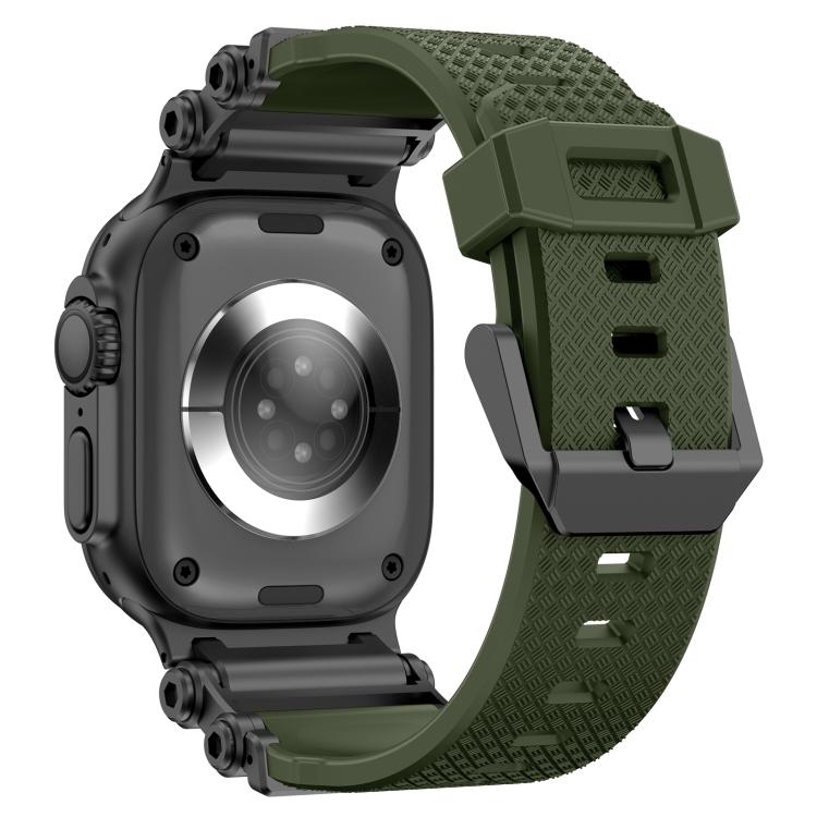 For Apple Watch 46mm / 49mm / 45mm / 44mm Armor Gear Silicone Watch Band(Black Green) - free shipping - PMc TechLife - Order now!