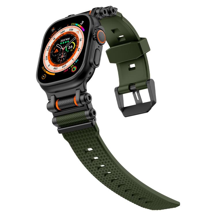 For Apple Watch 46mm / 49mm / 45mm / 44mm Armor Gear Silicone Watch Band(Black Green) - free shipping - PMc TechLife - Order now!