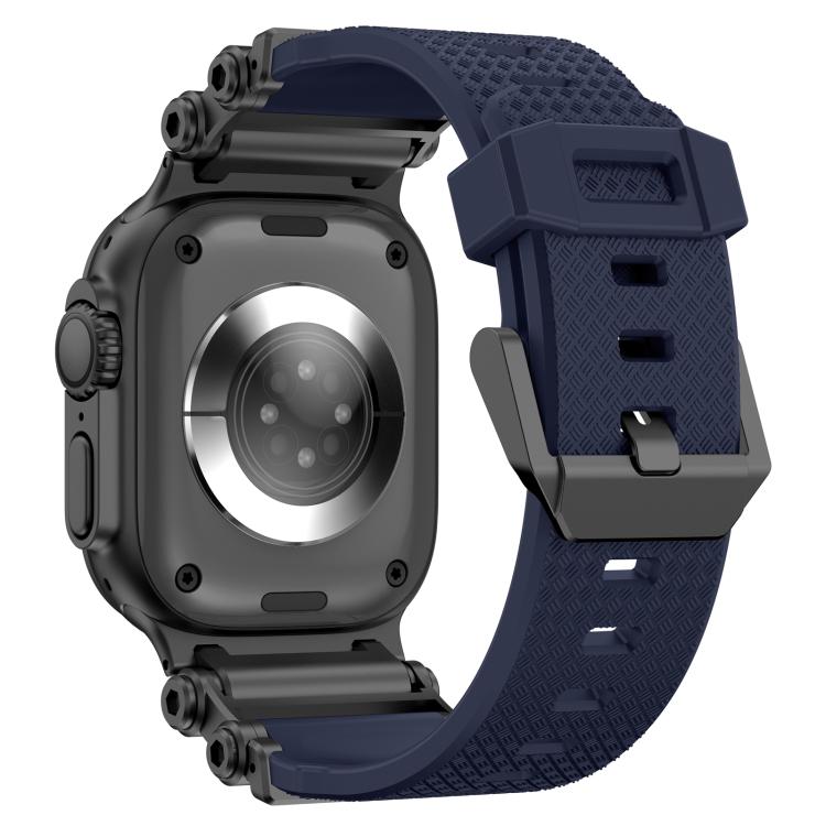 For Apple Watch 46mm / 49mm / 45mm / 44mm Armor Gear Silicone Watch Band(Black Blue) - free shipping - PMc TechLife - Order now!
