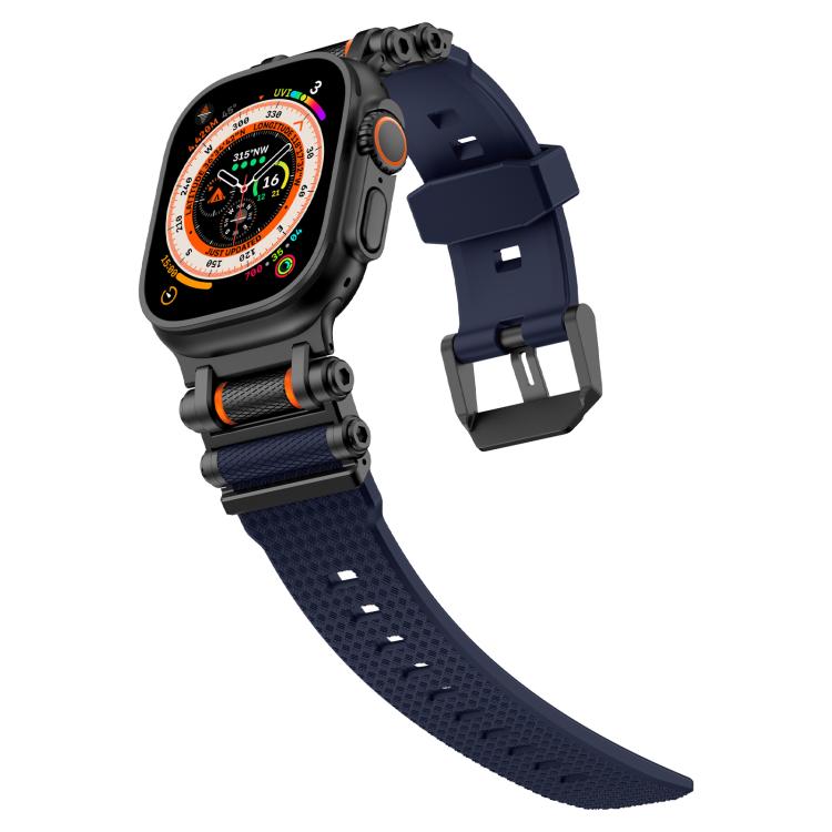 For Apple Watch 46mm / 49mm / 45mm / 44mm Armor Gear Silicone Watch Band(Black Blue) - free shipping - PMc TechLife - Order now!