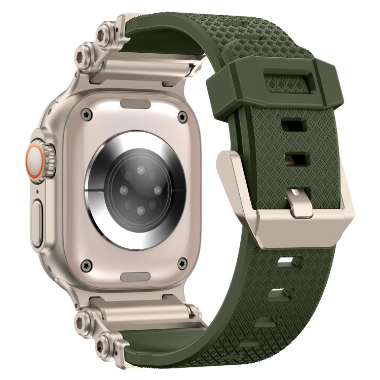 For Apple Watch 46mm / 49mm / 45mm / 44mm Armor Gear Silicone Watch Band(Titanium Green) - free shipping - PMc TechLife - Order now!