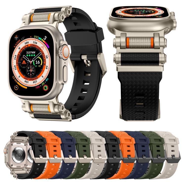 For Apple Watch 46mm / 49mm / 45mm / 44mm Armor Gear Silicone Watch Band(Black Blue) - free shipping - PMc TechLife - Order now!
