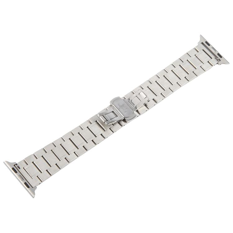 For Apple Watch 46mm / 49mm / 45mm / 44mm Butterfly Buckle New Five Beads Stainless Steel Watch Band(Silver Rose Gold) - free shipping - PMc TechLife - Order now!
