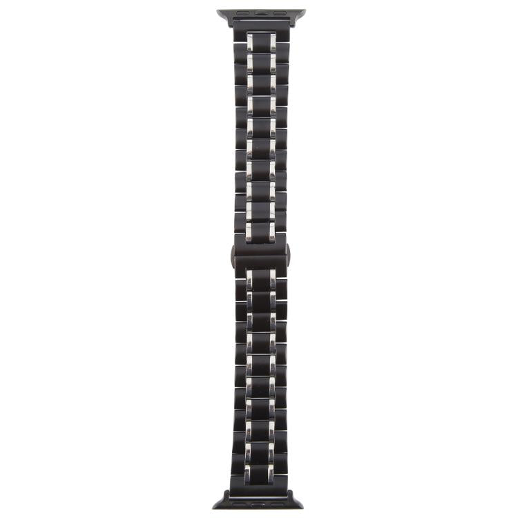 For Apple Watch 42mm / 41mm / 40mm / 38mm Butterfly Buckle New Five Beads Stainless Steel Watch Band(Black Silver) - free shipping - PMc TechLife - Order now!