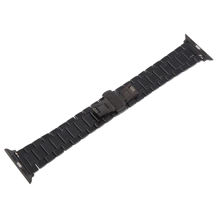 For Apple Watch 42mm / 41mm / 40mm / 38mm Butterfly Buckle New Five Beads Stainless Steel Watch Band(Black Silver) - free shipping - PMc TechLife - Order now!