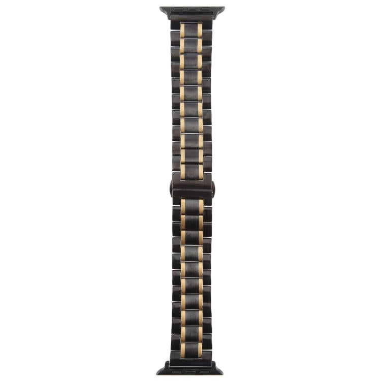 For Apple Watch 42mm / 41mm / 40mm / 38mm Butterfly Buckle New Five Beads Stainless Steel Watch Band(Black Gold) - free shipping - PMc TechLife - Order now!