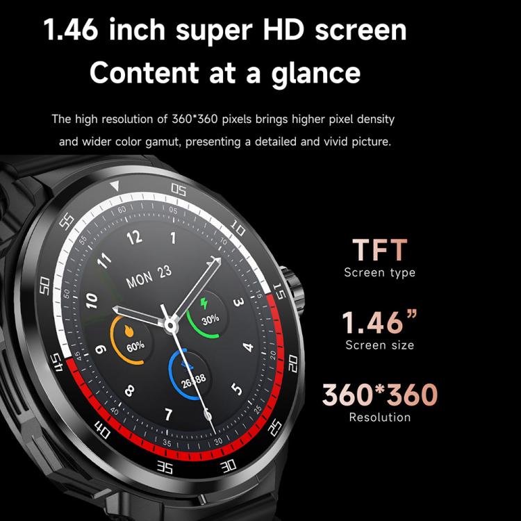 D11 1.46 inch 2 in 1 Bluetooth Earphone Smart Watch, Support Bluetooth Call / NFC / Heart Rate(Black) - free shipping - PMC TechLife - Order now!