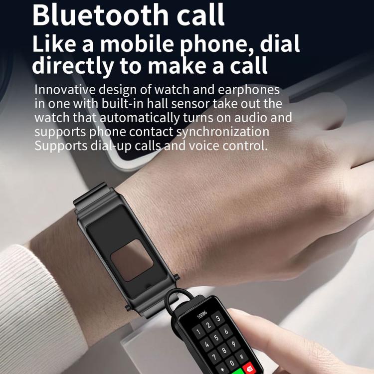 K80 1.57 inch Steel Band IP67 Earphone Detachable Smart Watch, Support Bluetooth Call(Silver) - free shipping - PMC TechLife - Order now!