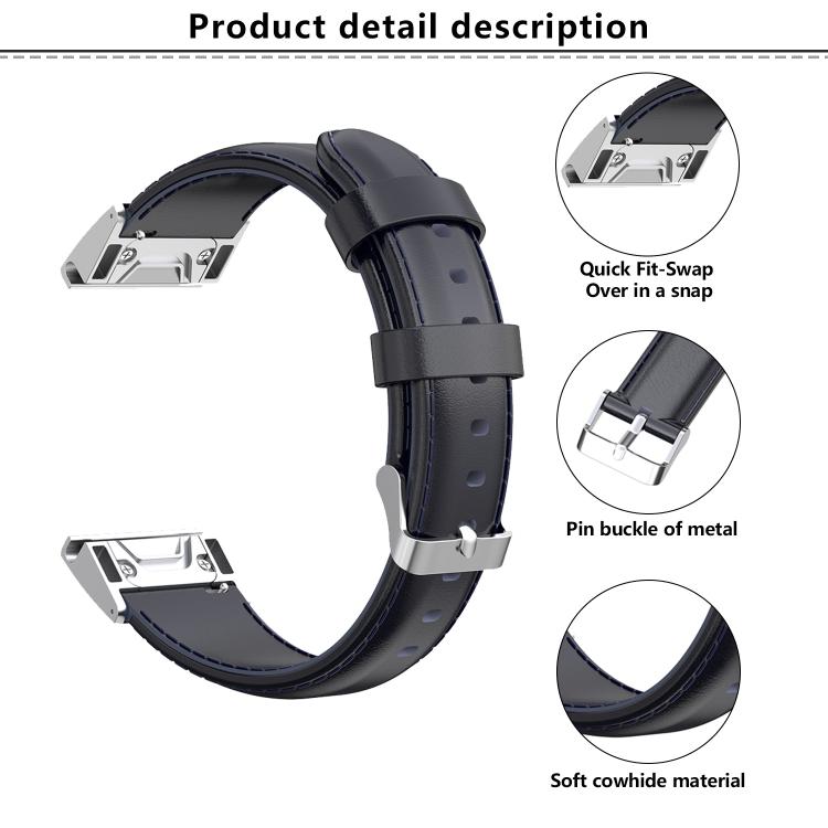 For Garmin QuickFit 26mm Kalebol Waxed Calfskin Leather Watch Band(Navy Blue) - free shipping - PMc TechLife - Order now!