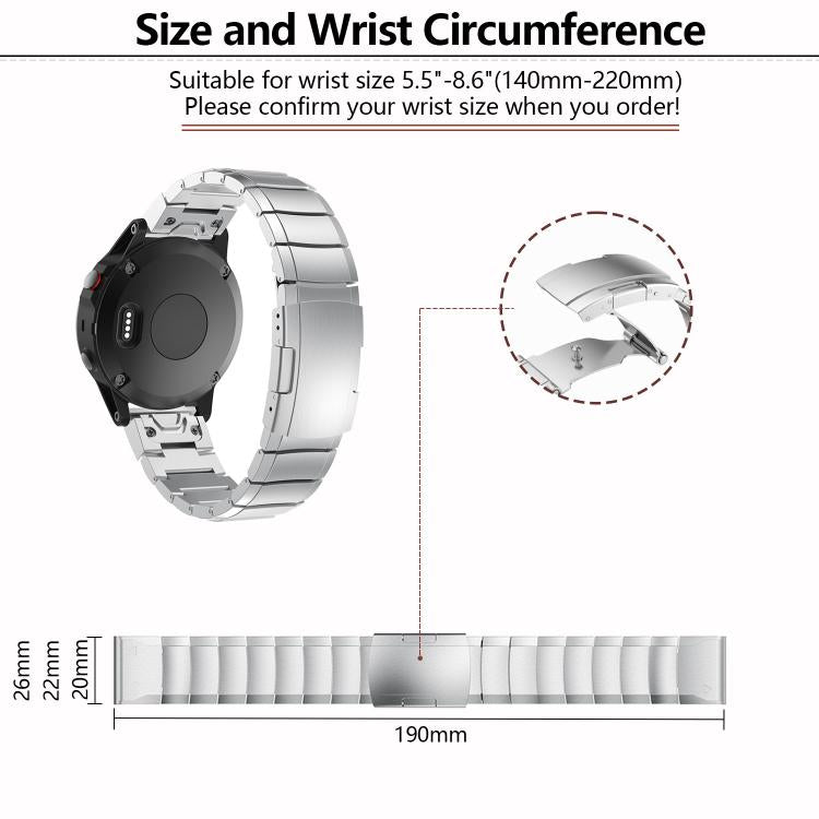 For Garmin QuickFit 26mm Kalebol Turtle Back Buckle Stainless Steel Watch Band(Rose Gold) - free shipping - PMc TechLife - Order now!