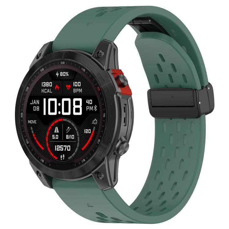 For Garmin QuickFit 26mm Kalebol Magnetic Buckle Silicone Watch Band(Dark Green) - free shipping - PMc TechLife - Order now!