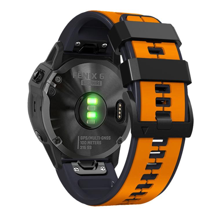 For Garmin QuickFit 22mm Kalebol Two-color Pin Silicone Watch Band(Orange Black) - free shipping - PMc TechLife - Order now!