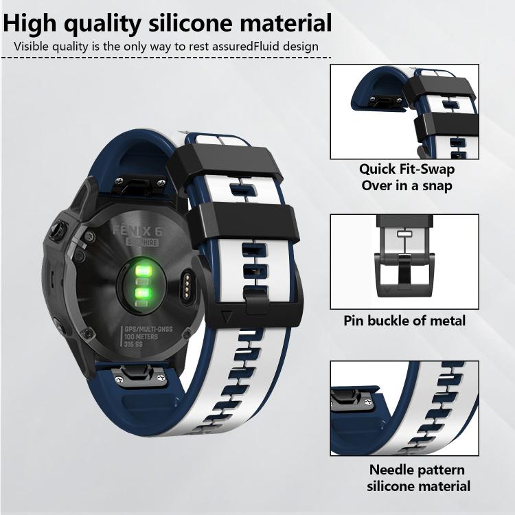 For Garmin QuickFit 22mm Kalebol Two-color Pin Silicone Watch Band(Orange Black) - free shipping - PMc TechLife - Order now!