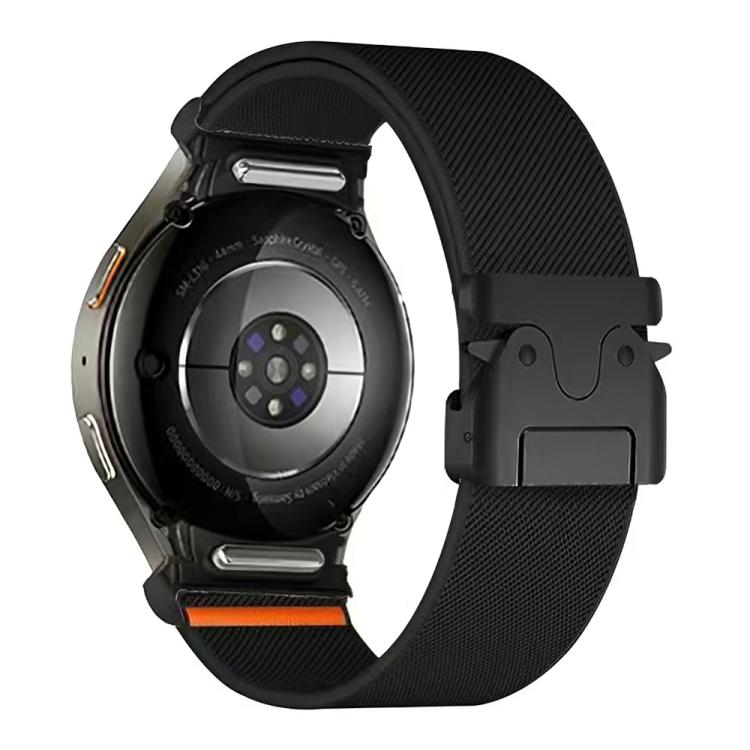 For Samsung Galaxy Watch 7 / 6 / 5 / 4 Press Button Connector Parachute Buckle Elastic Nylon Watch Band(Black) - Watch Bands by PMc TechLife | Online Shopping South Africa | PMc TechLife | Buy Now Pay Later Mobicred