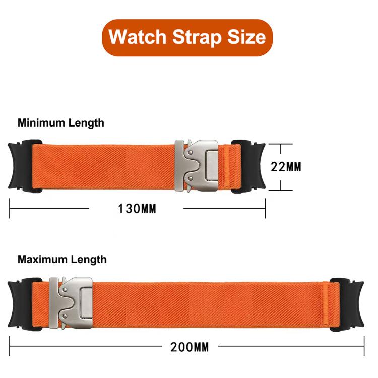 For Samsung Galaxy Watch 7 / 6 / 5 / 4 Press Button Connector Parachute Buckle Elastic Nylon Watch Band(Black) - Watch Bands by PMc TechLife | Online Shopping South Africa | PMc TechLife | Buy Now Pay Later Mobicred