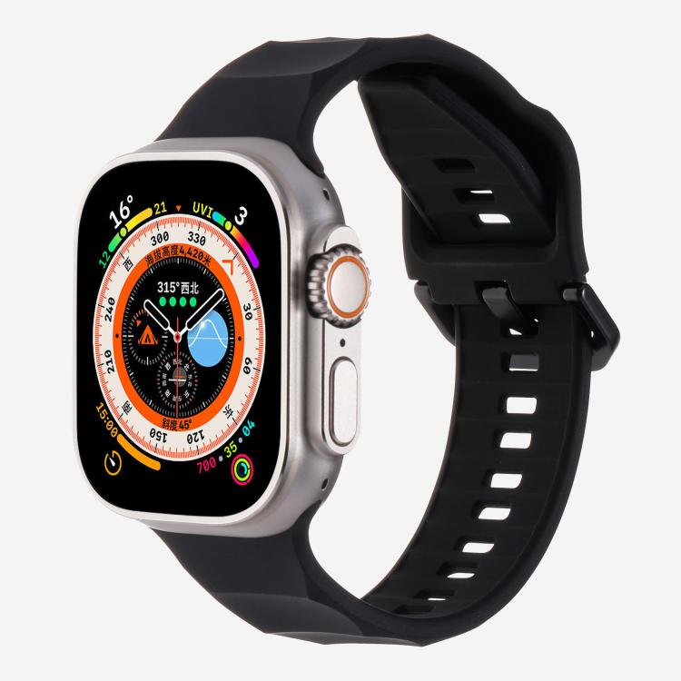 For Apple Watch 42mm / 41mm / 40mm / 38mm Kalebol Ripple Sports Silicone Strap(Black) - Watch Bands by Kalebol | Online Shopping South Africa | PMC TechLife | Buy Now Pay Later Mobicred