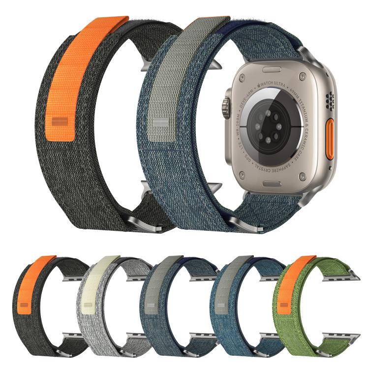 For Apple Watch 46mm / 49mm / 45mm / 44mm Kalebol Canvas Pattern Nylon Loop Strap(Light Blue) - Watch Bands by Kalebol | Online Shopping South Africa | PMC TechLife | Buy Now Pay Later Mobicred