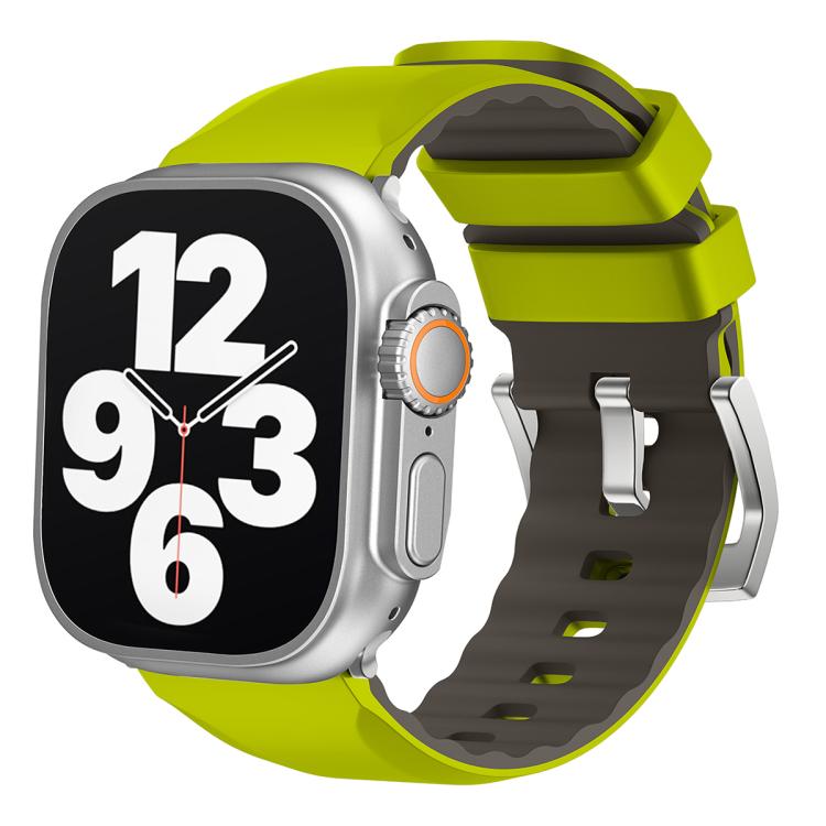 For Apple Watch 46mm / 49mm / 45mm / 44mm Kalebol Contrast Two-tone Silicone Strap(Fluorescent Green) - Watch Bands by Kalebol | Online Shopping South Africa | PMC TechLife | Buy Now Pay Later Mobicred