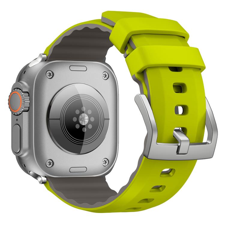 For Apple Watch 46mm / 49mm / 45mm / 44mm Kalebol Contrast Two-tone Silicone Strap(Fluorescent Green) - Watch Bands by Kalebol | Online Shopping South Africa | PMC TechLife | Buy Now Pay Later Mobicred