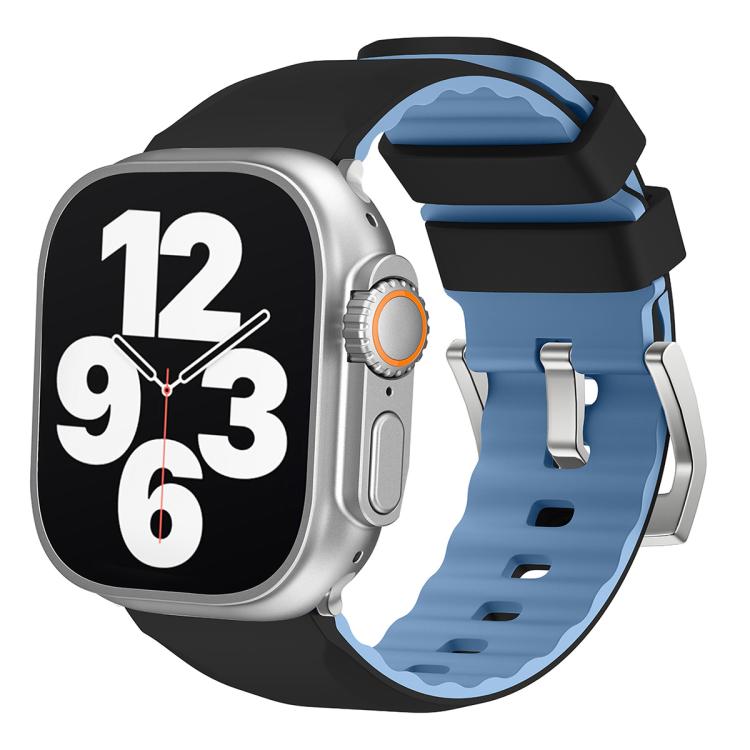 For Apple Watch 42mm / 41mm / 40mm / 38mm Kalebol Contrast Two-tone Silicone Strap(Black) - Watch Bands by Kalebol | Online Shopping South Africa | PMC TechLife | Buy Now Pay Later Mobicred
