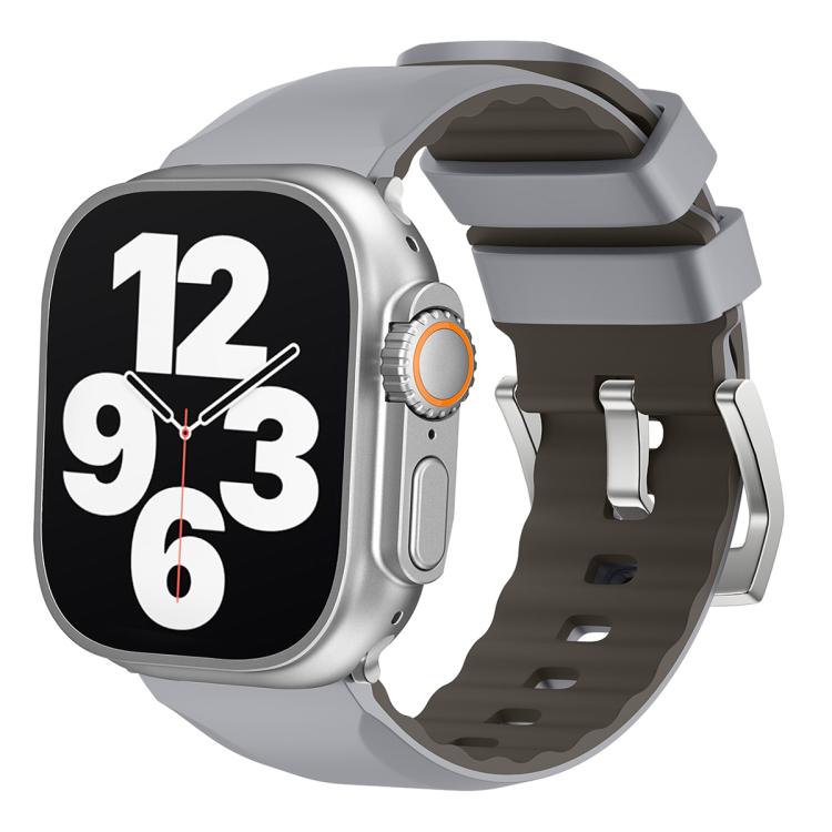 For Apple Watch 42mm / 41mm / 40mm / 38mm Kalebol Contrast Two-tone Silicone Strap(Light Grey) - Watch Bands by Kalebol | Online Shopping South Africa | PMC TechLife | Buy Now Pay Later Mobicred