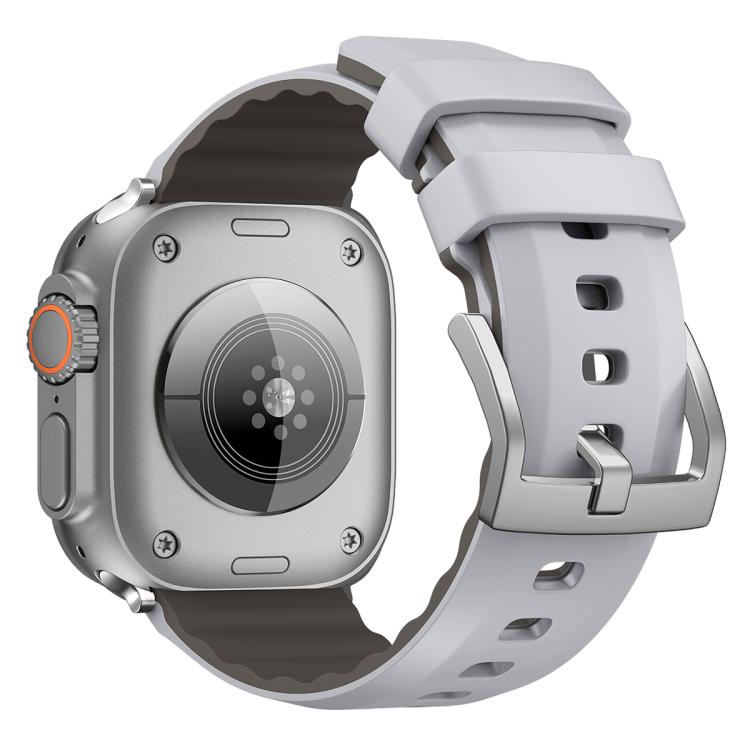 For Apple Watch 42mm / 41mm / 40mm / 38mm Kalebol Contrast Two-tone Silicone Strap(Light Grey) - Watch Bands by Kalebol | Online Shopping South Africa | PMC TechLife | Buy Now Pay Later Mobicred