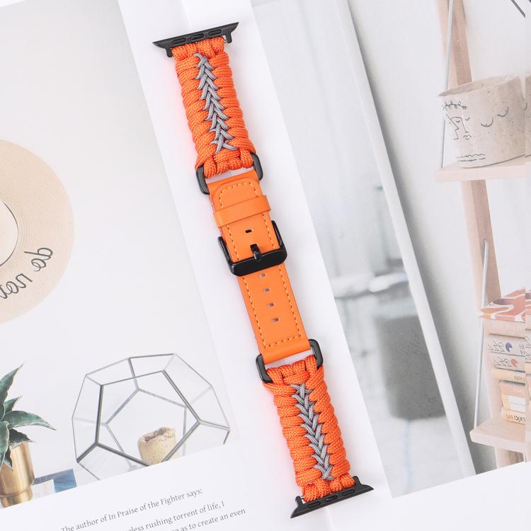 For Apple Watch 42mm / 41mm / 40mm / 38mm Double Leather Buckle Paracord Nylon Watch Band(Orange) - free shipping - PMc TechLife - Order now!