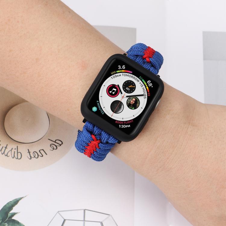 For Apple Watch 42mm / 41mm / 40mm / 38mm Double Leather Buckle Paracord Nylon Watch Band(Blue) - free shipping - PMc TechLife - Order now!