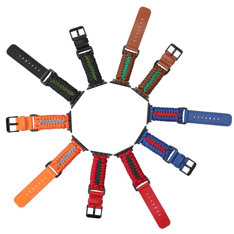 For Apple Watch 42mm / 41mm / 40mm / 38mm Double Leather Buckle Paracord Nylon Watch Band(Blue) - free shipping - PMc TechLife - Order now!