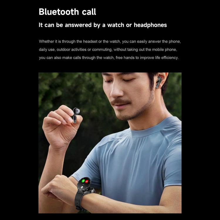 D9 1.46 inch 2 in 1 Bluetooth Earphone Smart Watch, Support Bluetooth Call / NFC / Heart Rate(Black) - free shipping - PMC TechLife - Order now!