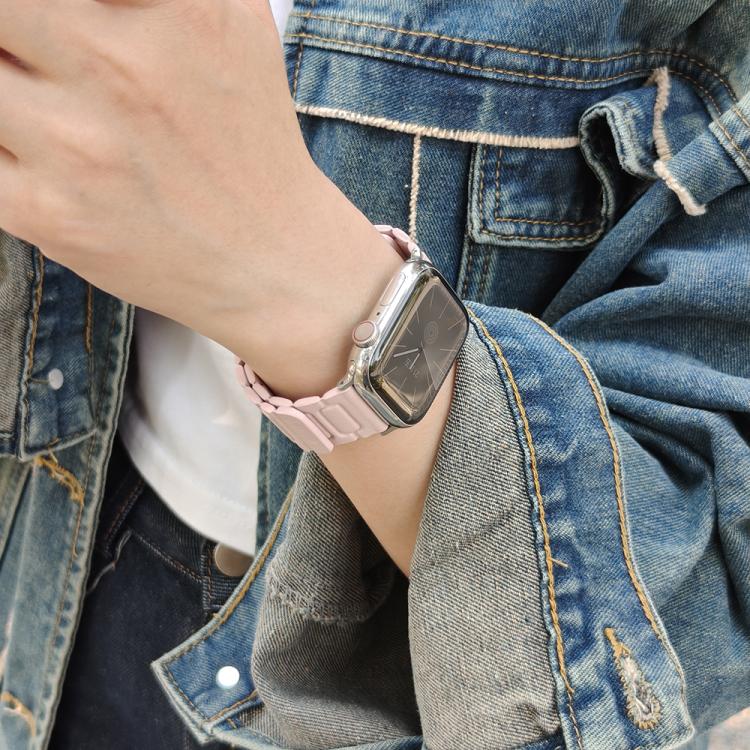 For Apple Watch 46mm / 49mm / 45mm / 44mm I-shaped Three-piece Leather Magnetic Watch Band(Light Pink) - Watch Bands by PMC TechLife | Online Shopping South Africa | PMC TechLife | Buy Now Pay Later Mobicred