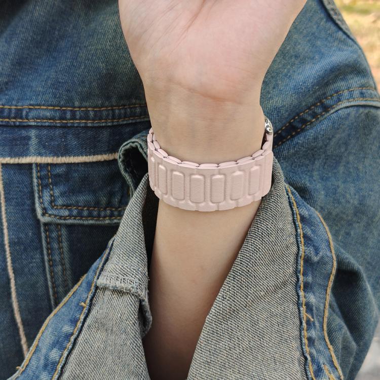 For Apple Watch 46mm / 49mm / 45mm / 44mm I-shaped Three-piece Leather Magnetic Watch Band(Light Pink) - Watch Bands by PMC TechLife | Online Shopping South Africa | PMC TechLife | Buy Now Pay Later Mobicred