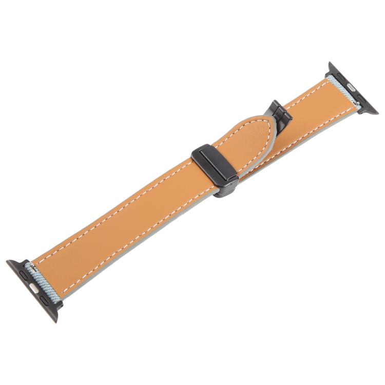 For Apple Watch 46mm / 49mm / 45mm / 44mm Folding Magnetic Buckle Denim Leather Watch Band(Light Blue) - Watch Bands by PMC TechLife | Online Shopping South Africa | PMC TechLife | Buy Now Pay Later Mobicred