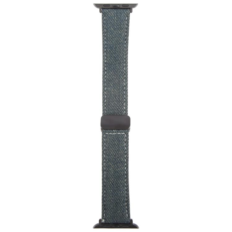 For Apple Watch 42mm / 41mm / 40mm / 38mm Folding Magnetic Buckle Denim Leather Watch Band(Dark Blue) - Watch Bands by PMC TechLife | Online Shopping South Africa | PMC TechLife | Buy Now Pay Later Mobicred
