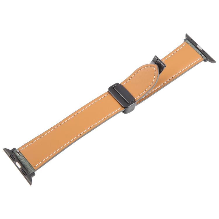 For Apple Watch 42mm / 41mm / 40mm / 38mm Folding Magnetic Buckle Denim Leather Watch Band(Retro Blue) - Watch Bands by PMC TechLife | Online Shopping South Africa | PMC TechLife | Buy Now Pay Later Mobicred