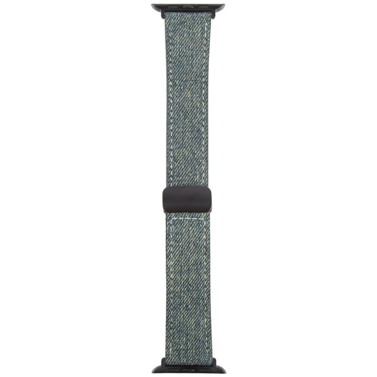 For Apple Watch 42mm / 41mm / 40mm / 38mm Folding Magnetic Buckle Denim Leather Watch Band(Blue Grey) - Watch Bands by PMC TechLife | Online Shopping South Africa | PMC TechLife | Buy Now Pay Later Mobicred