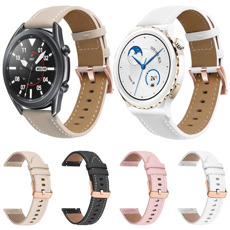 20mm Rose Gold Buckle Leather Watch Band(Black) - free shipping - PMC TechLife - Order now!
