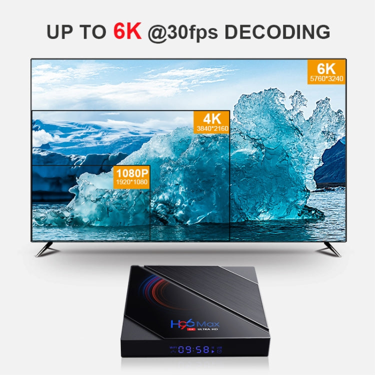 H96 Max 6K Ultra HD Smart TV Box with Remote Controller, Android 10.0, Allwinner H616 Quad Core ARM Cortex-A53, 4GB+32GB, Support TF Card / USBx2 / AV / HDMI / WIFI, US Plug - Allwinner H6 by PMC Jewellery | Online Shopping South Africa | PMC Jewellery | Buy Now Pay Later Mobicred