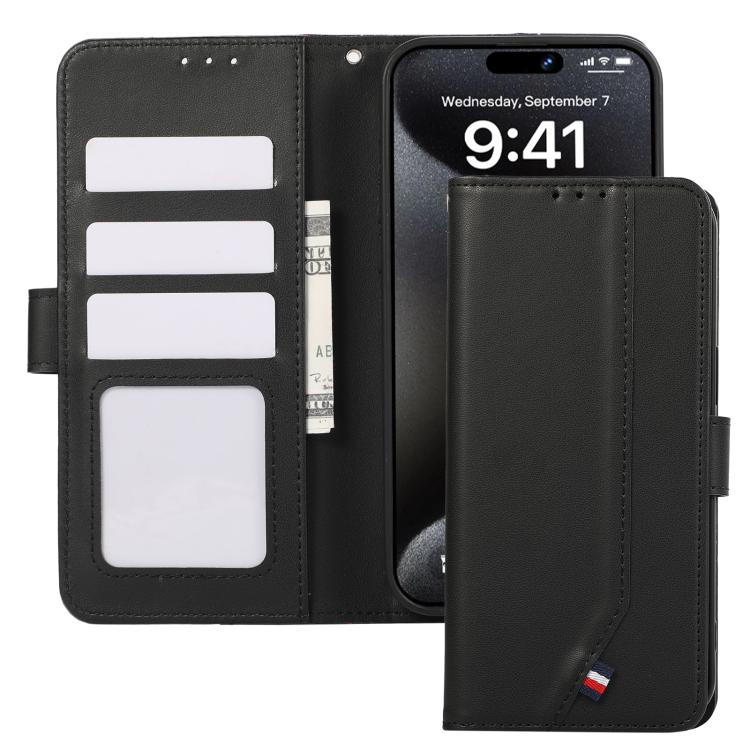 For iPhone 17 Air ABEEL Delicate Texture Splicing RFID Leather Phone Case(Black) - free shipping - PMc TechLife - Order now!