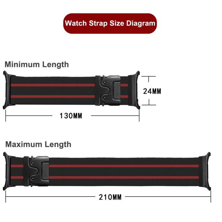 For Samsung Galaxy Watch Ultra 47mm Parachute Buckle Stripe Nylon Elastic Braided Watch Band(Dark Green White) - free shipping - PMc TechLife - Order now!