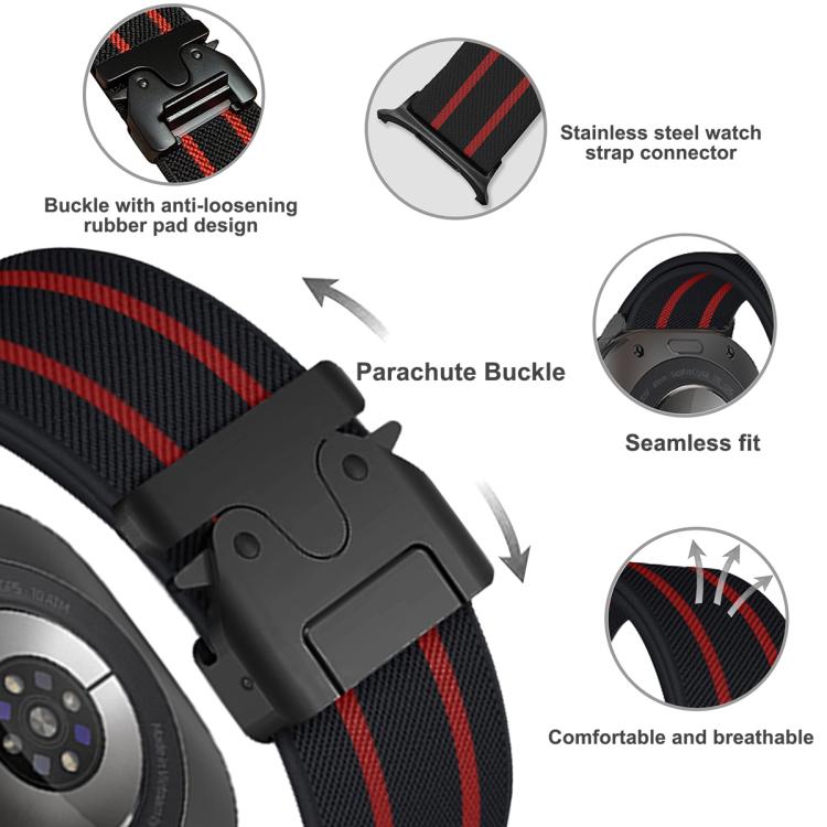 For Samsung Galaxy Watch Ultra 47mm Parachute Buckle Stripe Nylon Elastic Braided Watch Band(Midnight Blue White) - free shipping - PMc TechLife - Order now!