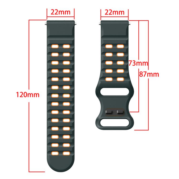 22mm Double-row Hole Studded Buckle Silicone Watch Band(Black Grey) - free shipping - PMc TechLife - Order now!